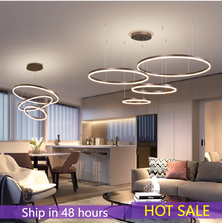 

Circle Rings Hanging lamp Modern Led Chandelier For Living Room Diningroom luminaire suspendu Modern chandelier light Fixture