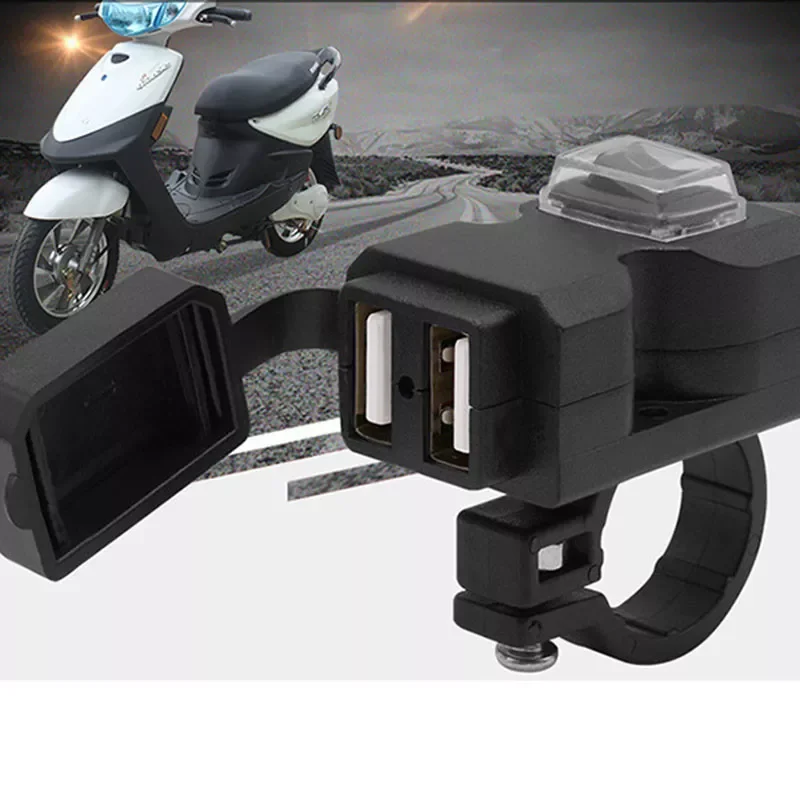 

Dual USB Port 12V Waterproof Motorbike Motorcycle Handlebar Charger 5V 1A/2.1A Adapter Power Supply Socket for Phone Mobile