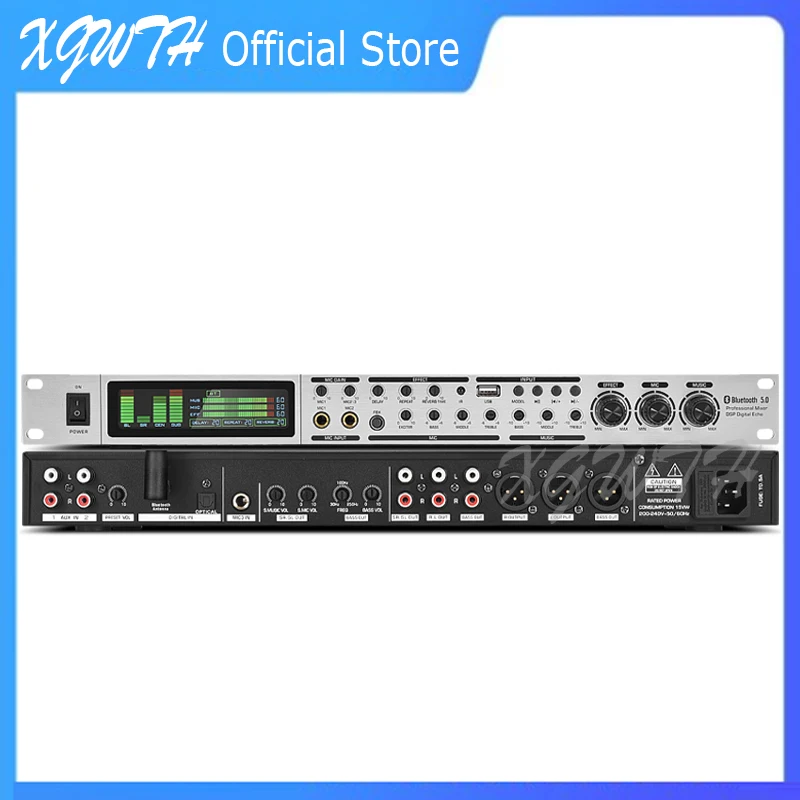 

Digital Pre Effector DJ KTV Karaoke Player Mixer Reverberation Anti Howling USB Bluetooth Stage Studio Audio Effects Processor