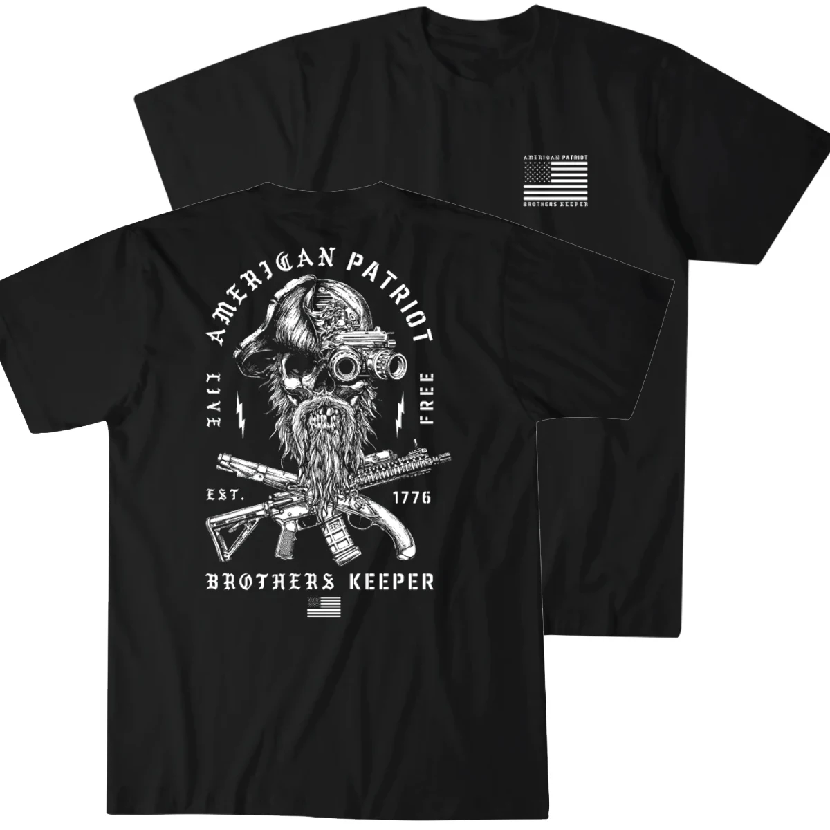 

Brother Keeper American Patriot Tactical Skull Training T-Shirt 100% Cotton O-Neck Short Sleeve Casual Mens T-shirt Size S-3XL