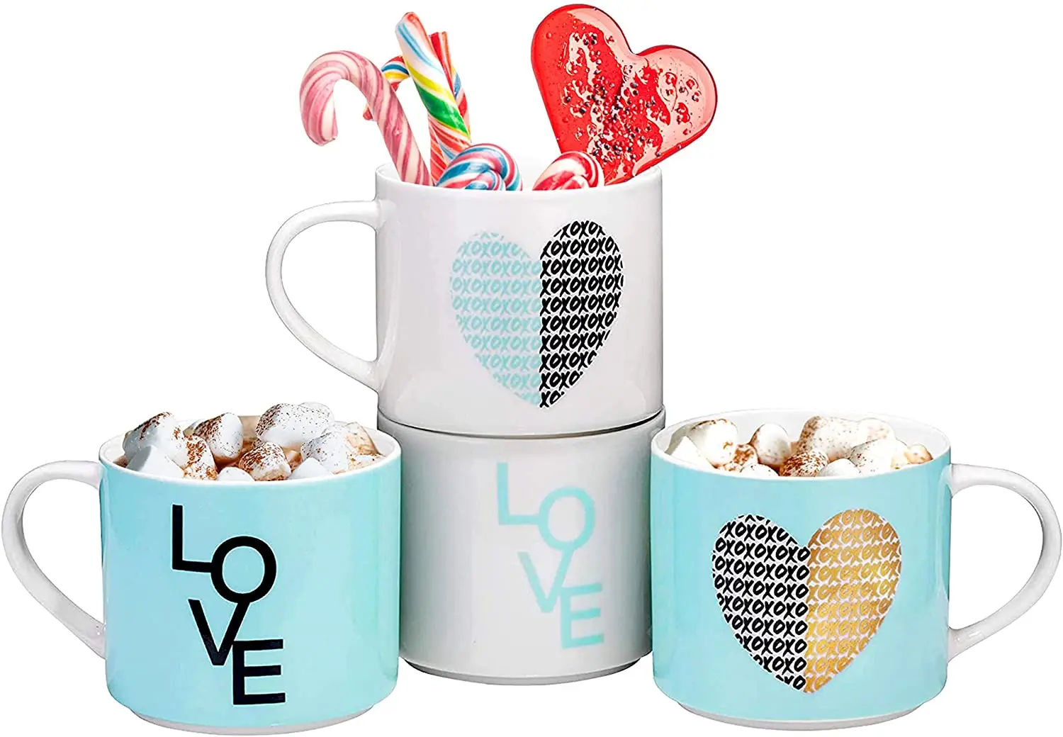 

| Set Of 4 Stacking Mugs Inspirational Coffeetea Novelty Mug Set Funny