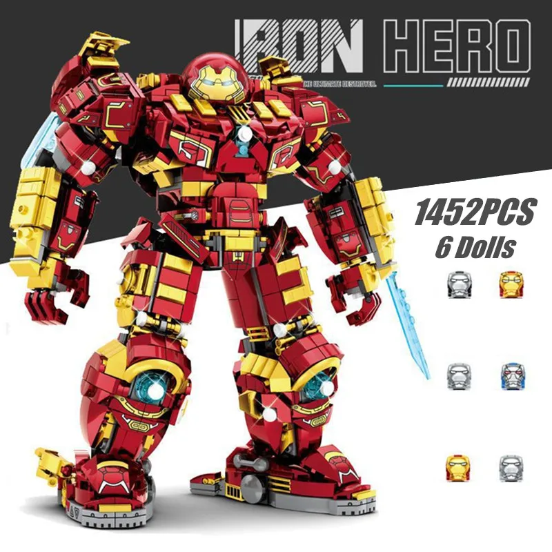 

1452PCS Disney Marvel Avengers Hulkbuster Iron Man Helmet Mecha Armor Robot Figures Building Block Bricks Boy Kid Gift Toy