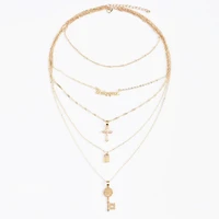 necklace for women key lock cross english alphabet necklacens jewelry wholesale
