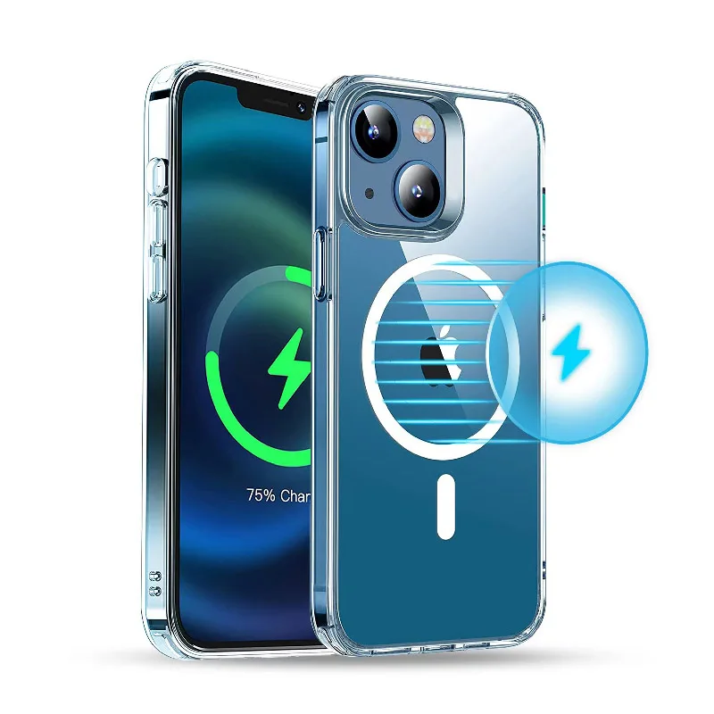 

For Magsafe Magnetic Phone Case For iPhone 14 13 12 11 Pro Max X XS Wireless Charging Back Cover Transparent Protect Magnet Case