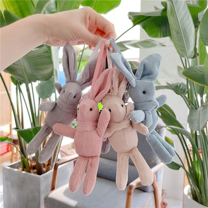 

Rabbit with Corduroy Plush Keychain