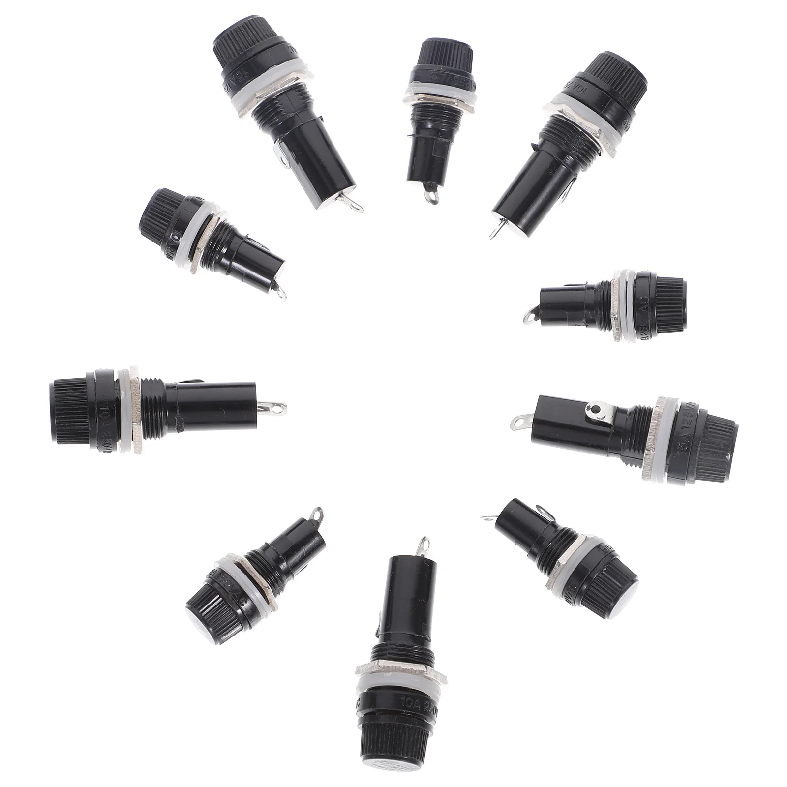 

16 Pcs Fuse Holders 12v Black Outlet Fuel Socket Mount Panel 6x30mm Marine Flush