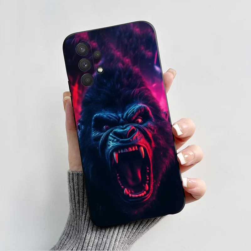 Чехол для Samsung Galaxy A32 черный силиконовый противоударный роскошный милый модный