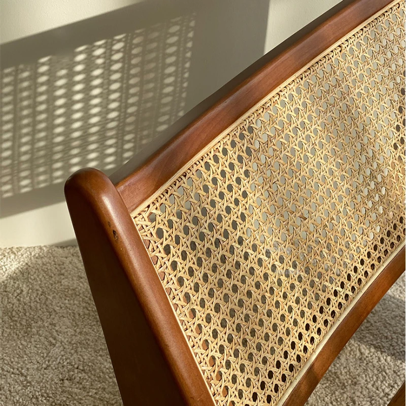 Японский ротанговый стул для гостиной с деревянной спинкой, дизайнерский диван-кресло для дома, северная мебель, одноместное ленивое.