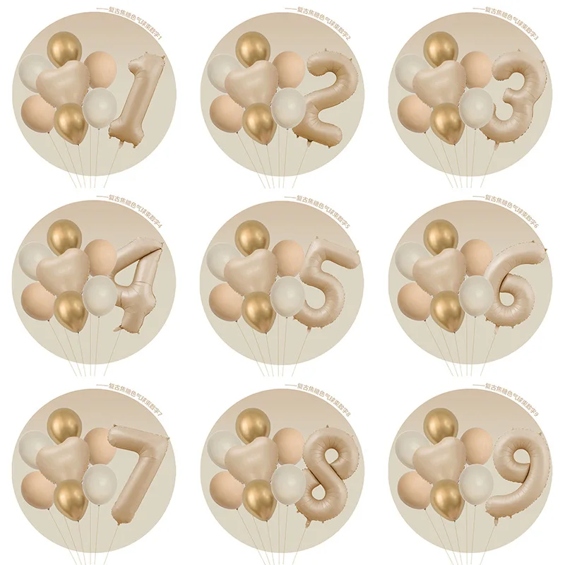 

Cream Color Number Balloons 1-9 Large Digital Foil Helium Ball Girl Kids Adult Happy Birthday Party Decoration Wedding Ballon