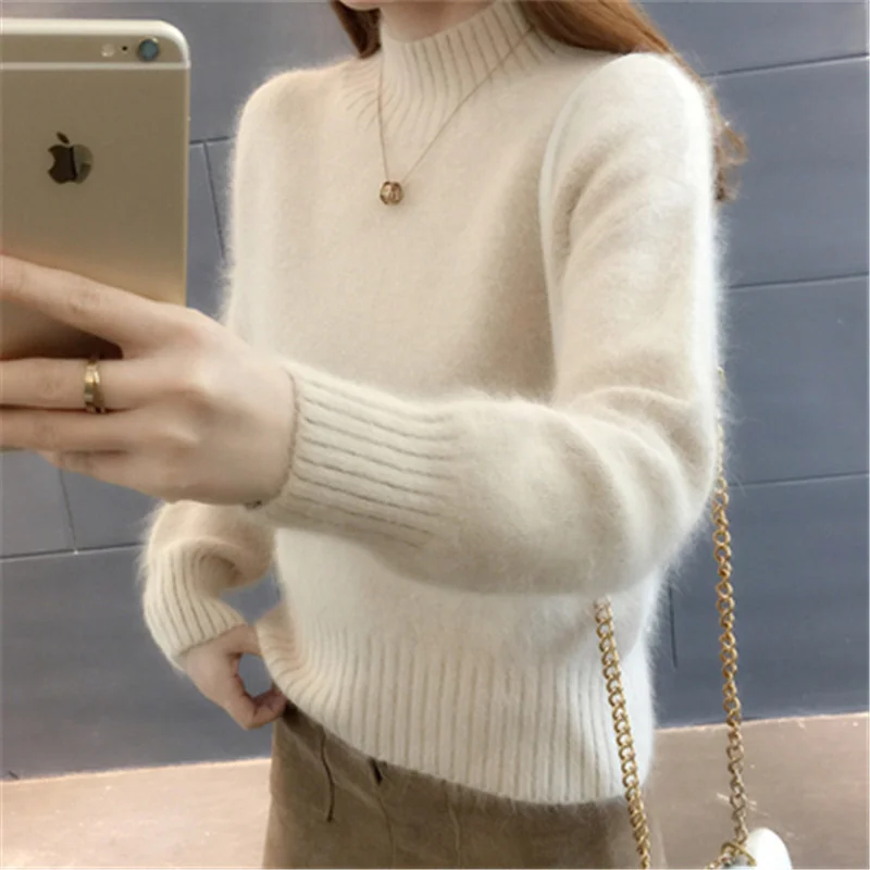 

2022 Autumn Cashmere Sweater Women Winter Wool Mohair velvet Fleece Soft Elasticity Casual Thick Pullover Warm Loose Sweaters