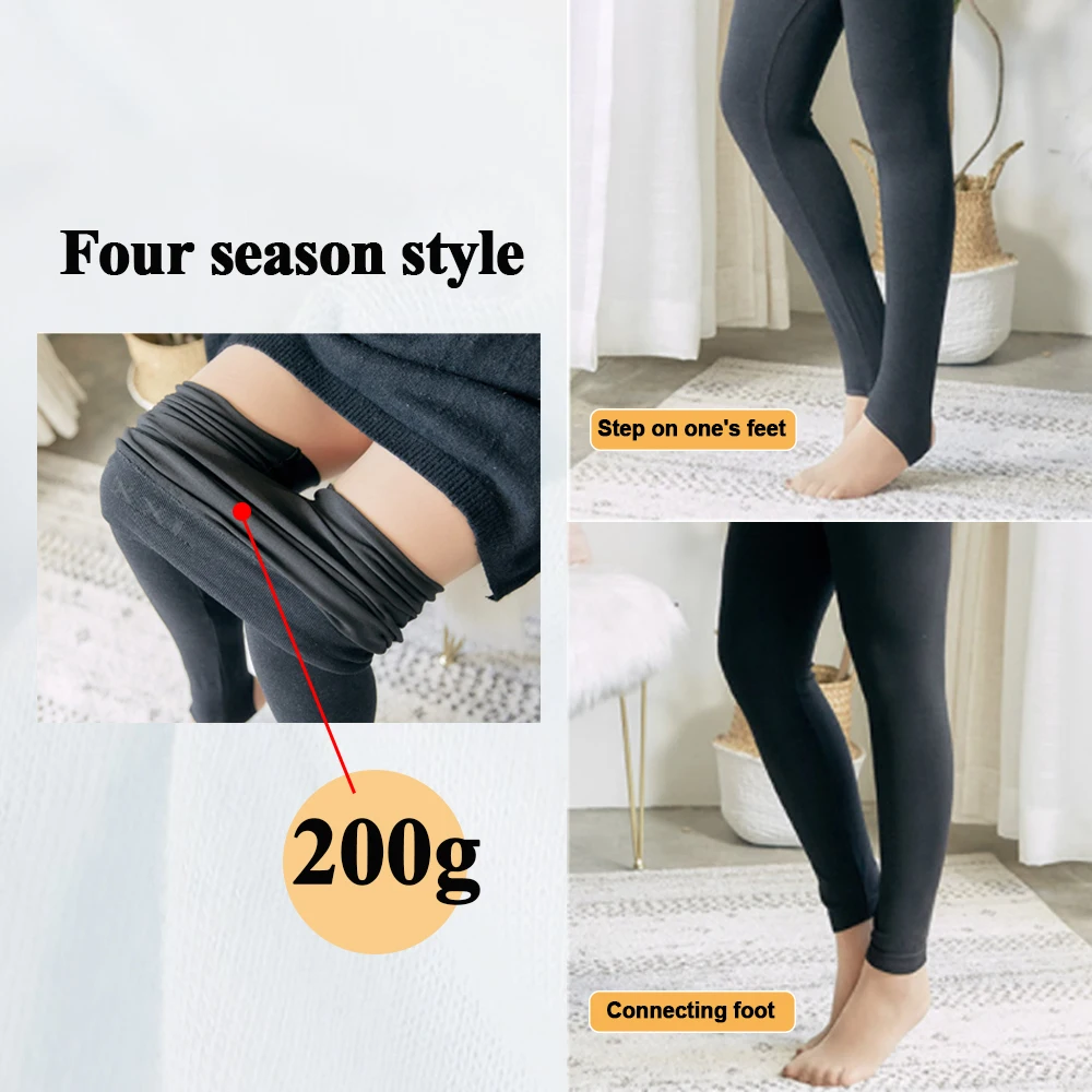 Velssut Plus Size Pantyhose for Women High Waist Lady Stretchy Tights Autumn Warm Lined Trousers Seamless Anti-hook Leggings