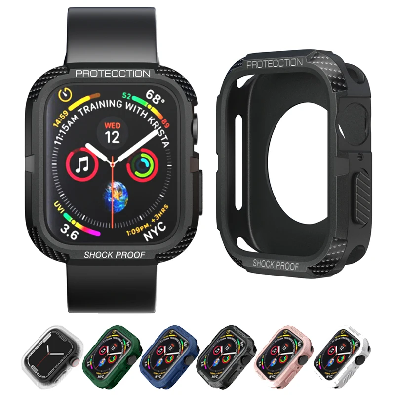 

Rugged Cover for Apple Watch Case 44mm 40mm 45mm 41mm 42mm 38mm Cases Soft TPU Screen Protector Apple watch series 7 8 se 6 5 3
