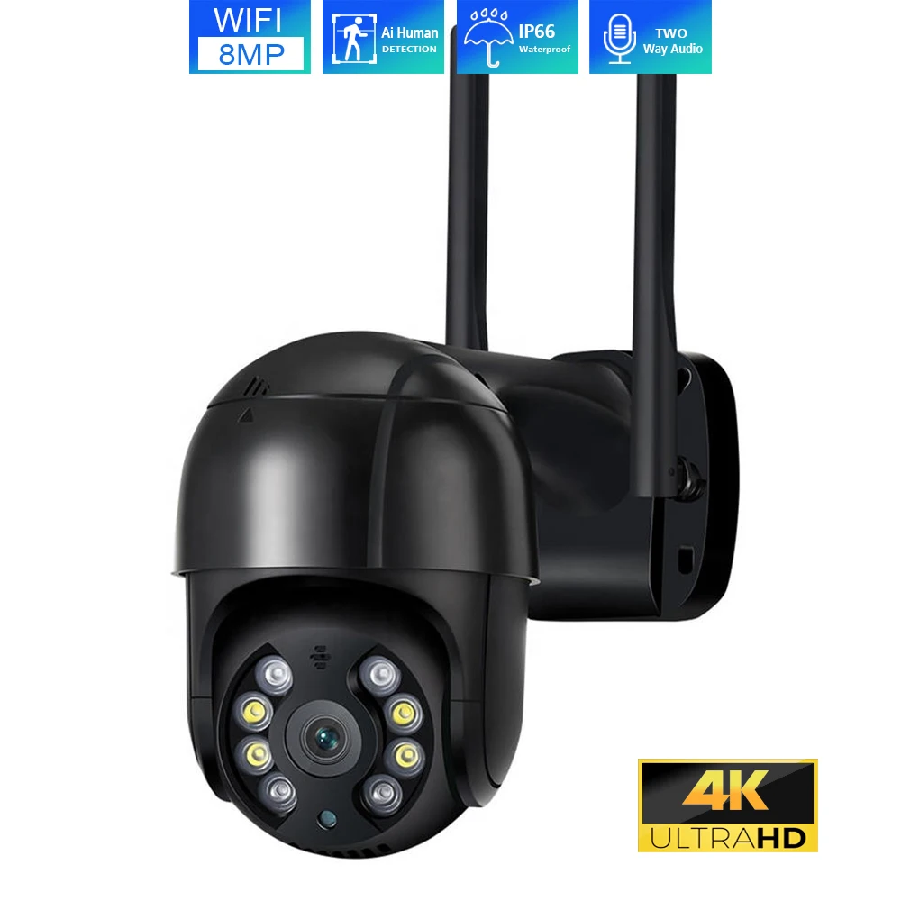 

4K 8MP WiFi IP Camera 5X Digital Zoom Ai Auto Tracking Mini Speed Dome Camera 5MP Two Way Audio Color Night CCTV Surveillance