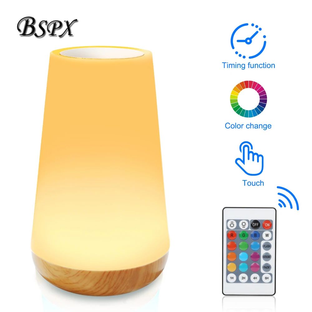 

Touch Sensor Light USB Charging Wood Grain Nightlight Remote Control Lamp Bedroom Bedside Lamp Colorful Atmosphere LED Lamp