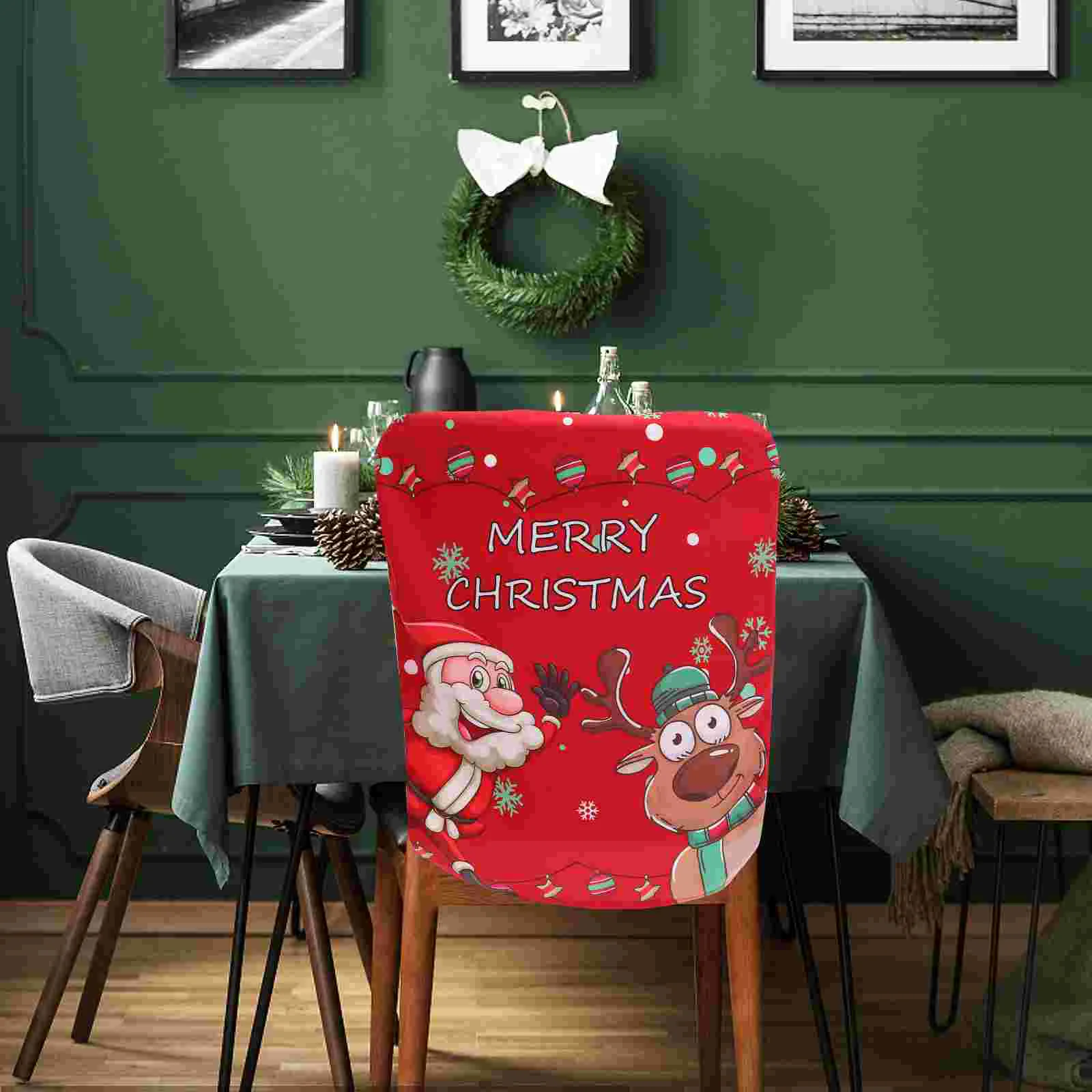 

Chair Cover Dining Room Decorations Xmas Party Covers Slipcovers Indoor Christmas Supplies Kitchen Elder