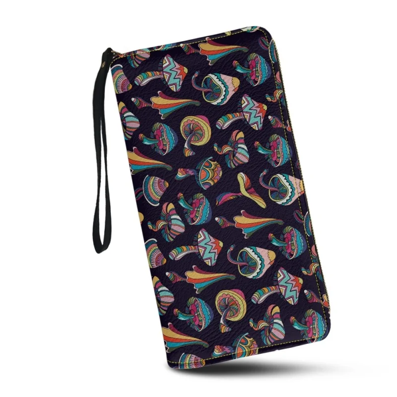 Belidome Cute Mushroom Wristlet Wallet for Womens Leather RFID Blocking Zip Around Card Holder Organizer Travel Clutch Bags