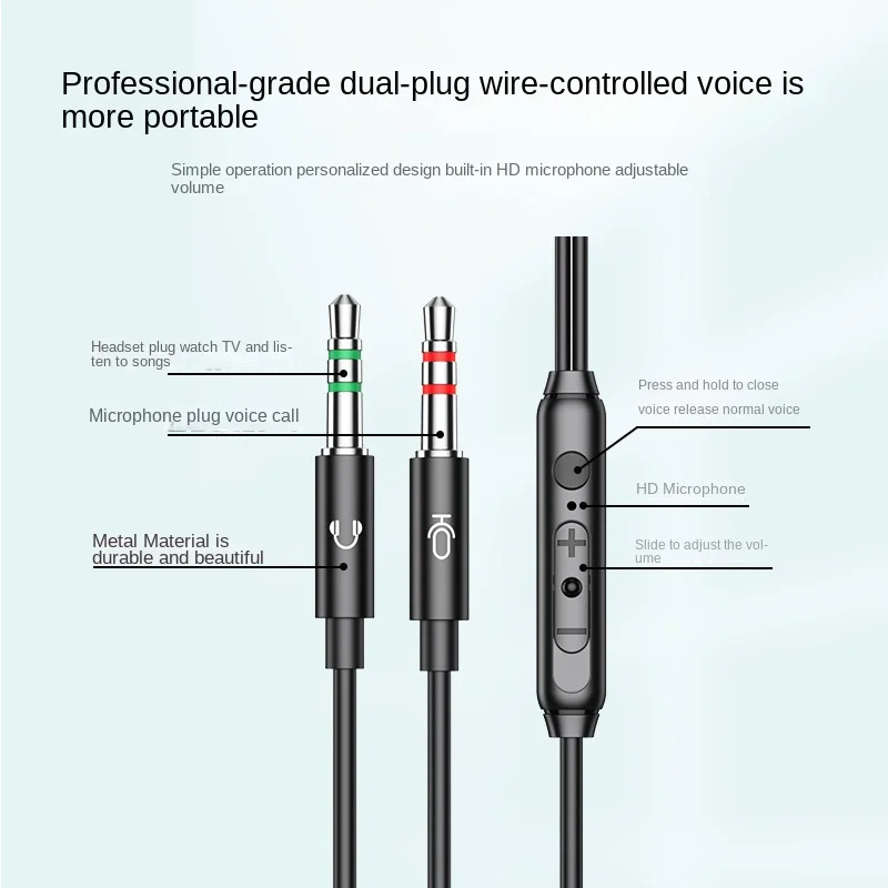 

Desktop Computer Headset with Microphone Wired In-ear Game Dedicated Office 2-meter Line Headset