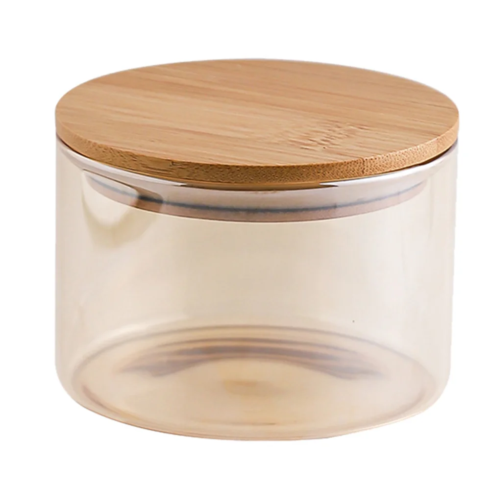 

Sugar Bowl Glass Jar Coffee Airtight Container Kitchen Storage Jars Wood Candy Pot For candles