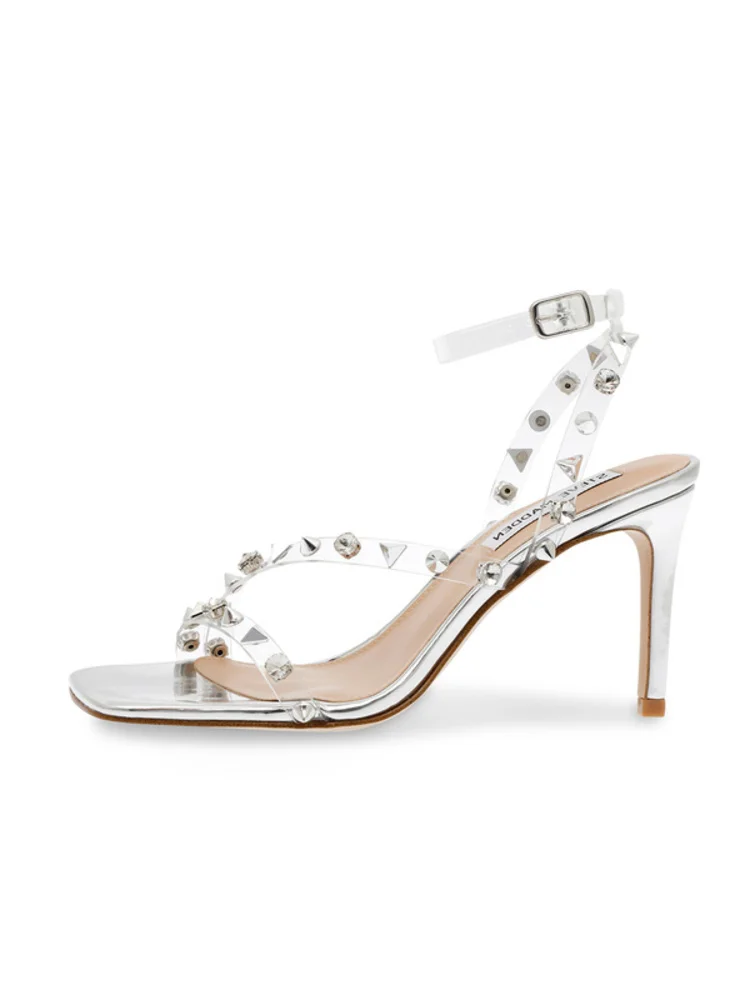 2022 Summer New Style Rivets with Stiletto High-heeled Sandals Women's Wedding Shoes Sexy Designer Luxury Elegant Heeled Shoes