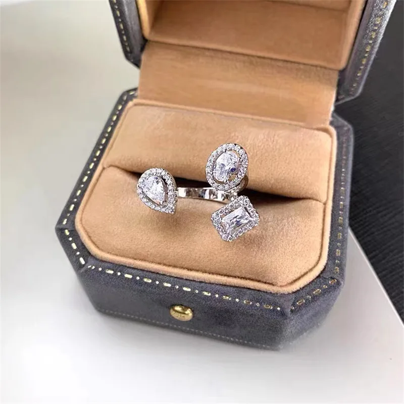 

RAKOL Luxury Geometric Cubic Zirconia Open Adjustable Rings for Women Fashion Anniversary Best Birthday Gift Party Dress Jewelry