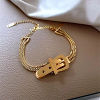 new trendy multi layers belt link bracelets for women titanium steel chain bracelets bangles girls party jewelry gifts