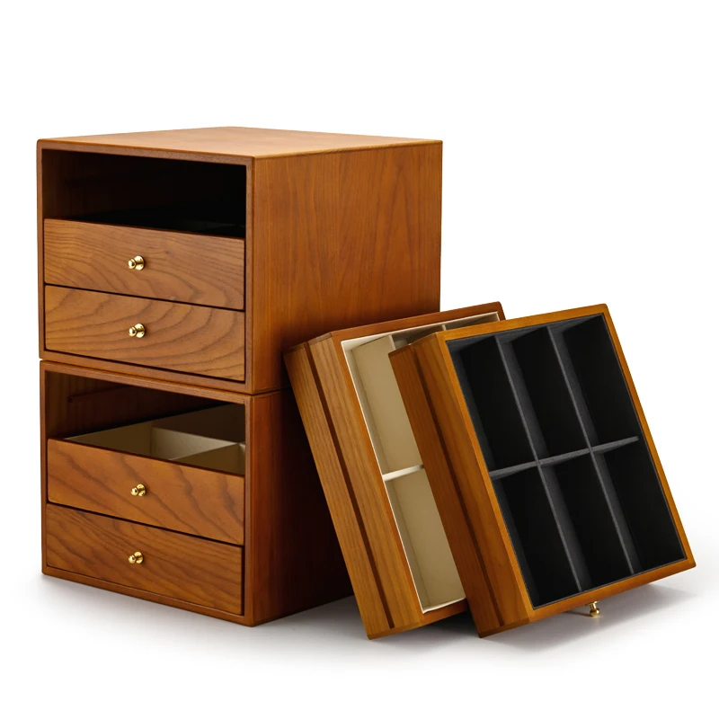 Oirlv Three Layers Wooden Jewelry Organizer Box with Microfiber Necklace Display Case Ring Earrings Bangle Suitcase