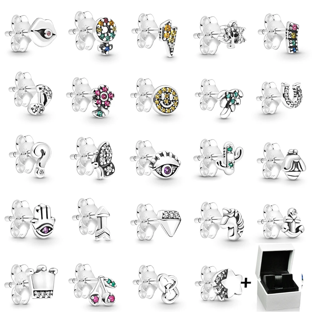 

NEW 100% 925 Sterling Silver 1:1 Winter Series My Love Beautiful Animal Earring Fit DIY Women Original Fashion Jewelry with Box