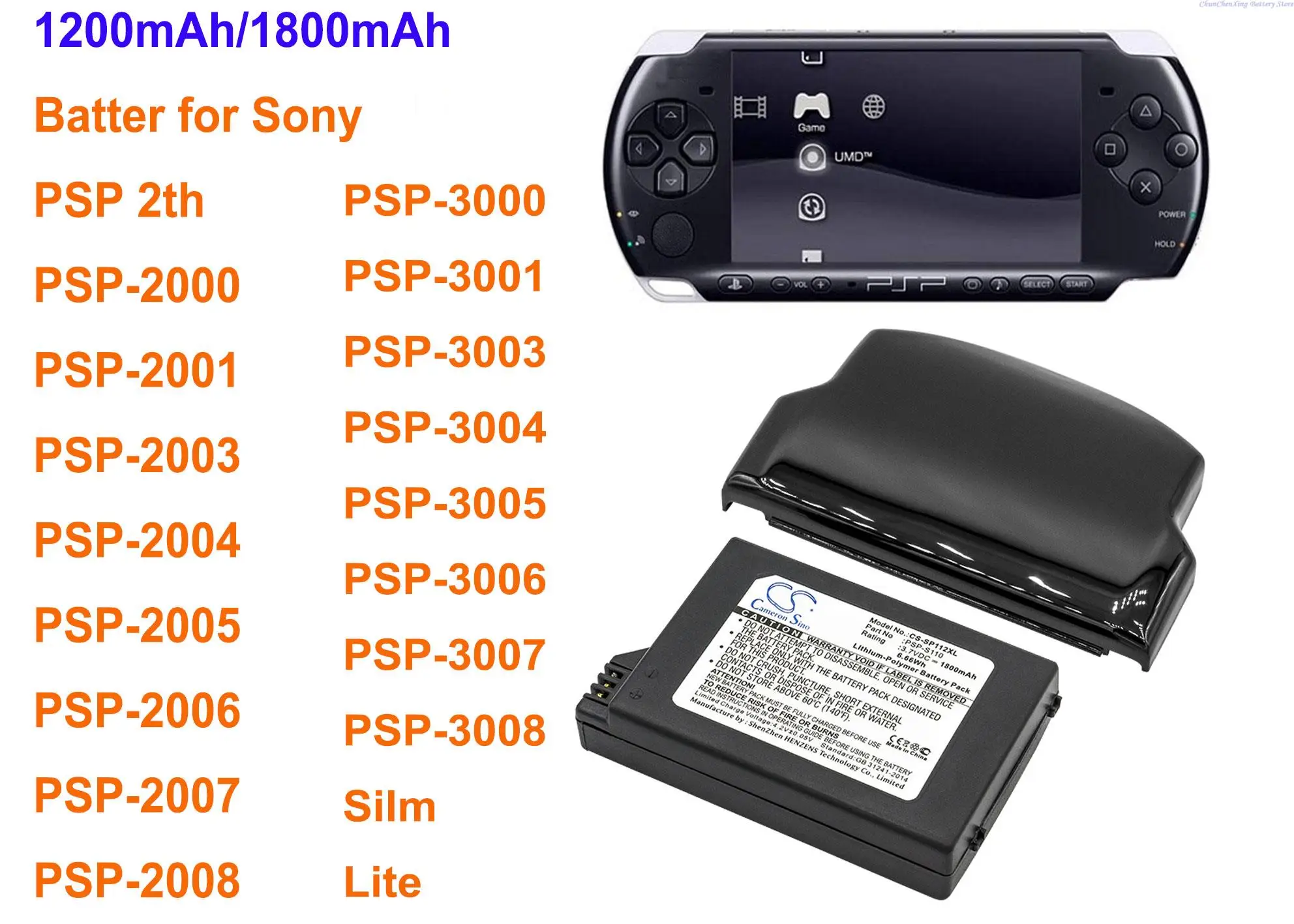 

Аккумулятор Cameron Sino 1200 мАч/1800 мАч PSP-S110 для Sony Lite, PSP 2th, PSP-2000, PSP-3000, PSP-3004, Silm, PSP-3001, PSP-3008