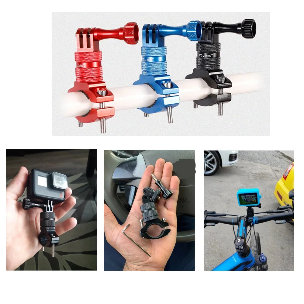 

Bike Handlebar Mount for Gopro Hero 9/8/7/6/5 Sj4000 Yi 4K AKASO Campark,Aluminium 360 Degree Rotation Motorcycle Camera Clamp