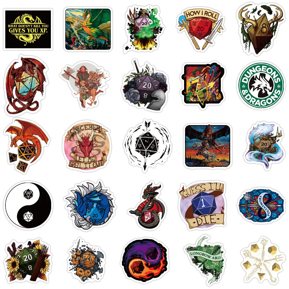 Наклейки в виде подземей и драконов 10/30/50/100 шт