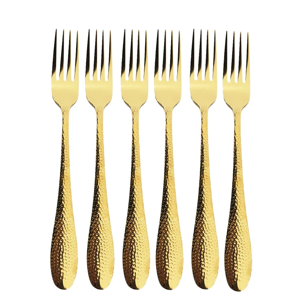 Набор золотых столовых приборов 6 шт. вилка для десертов разноцветная столовая
