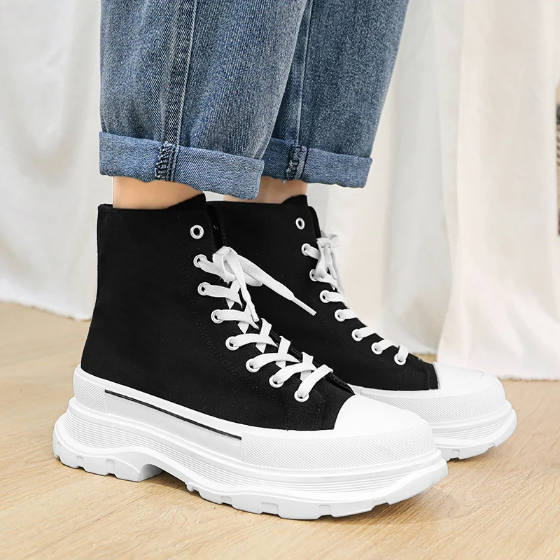 Damyuan 2022  Winter Woman Black Boots Size39-44 Chaussure Femme Women Heightening Boots Sneakers Canvas Casual luxury  Shoes
