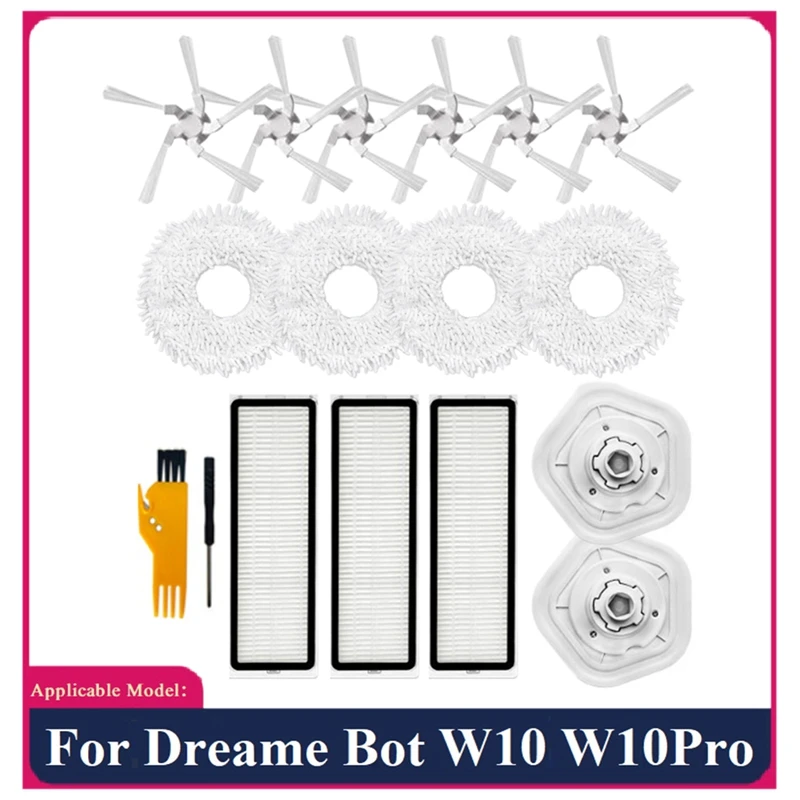 

17Pcs Replacement Parts Kit For Dreame W10/W10 Pro Robot Vacuum Cleaner HEPA Filter Side Brush Mop Cloth Cleaning Brush