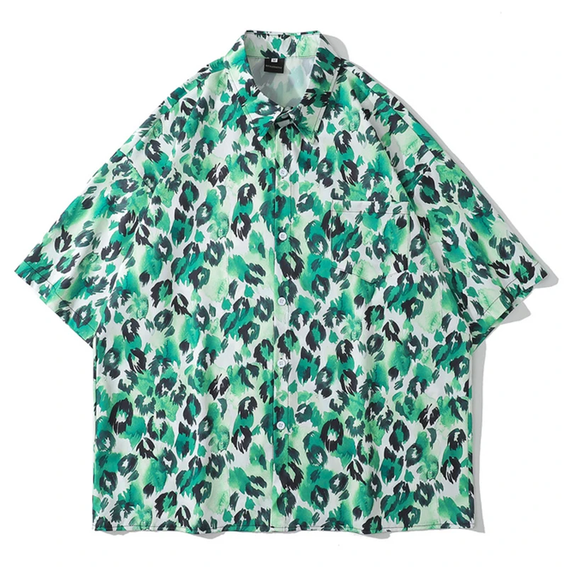 

Летние рубашки для мужчин и женщин, гавайская блузка с леопардовым принтом маргариток, дышащая уличная одежда в стиле хип-хоп, корейский топ...