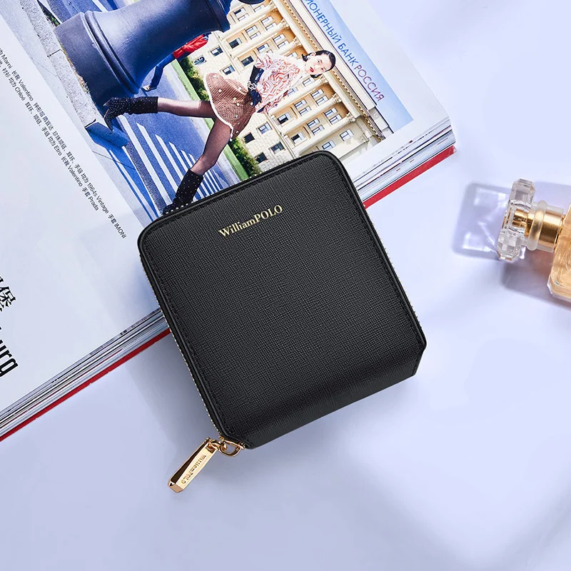 

Women's fashion wallet cowhide zipper short multifunctional Coin Purse personality card holder