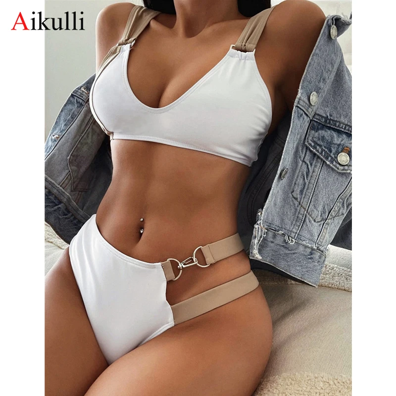 

Sexy White Splicing Bikini Swimsuit Women Two-Piece Swimwear Summer Swim Beachwear 2022 New Woman Bathing Suit Brazil Bikini Set
