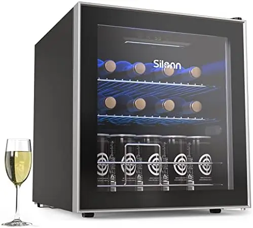 

16 Bottle Wine Cooler/Cabinet Beverage Refrigerator,Small Mini Wine Cellar for Red,White,Champagne or Sparkling Wine,40f-61f Dig