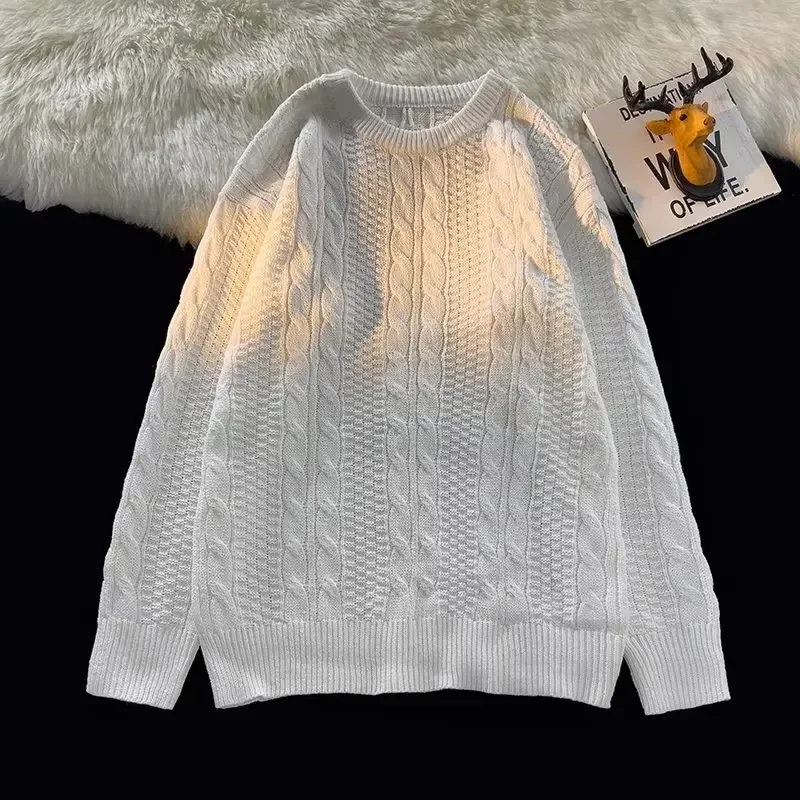 Модный вязаный свитер для мужчин свободный крой винтажный повседневный пуловер