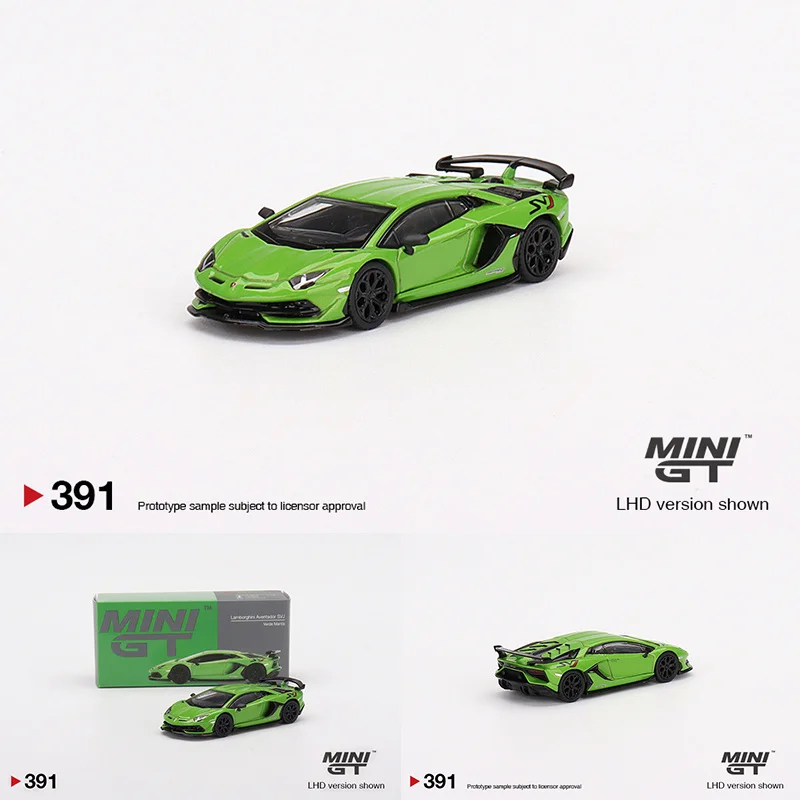 

MINI GT 1:64 Aventador SVJ Verde Mantis Green Car Model Alloy Diorama Collection Miniature Carros Toys 391 In Stock