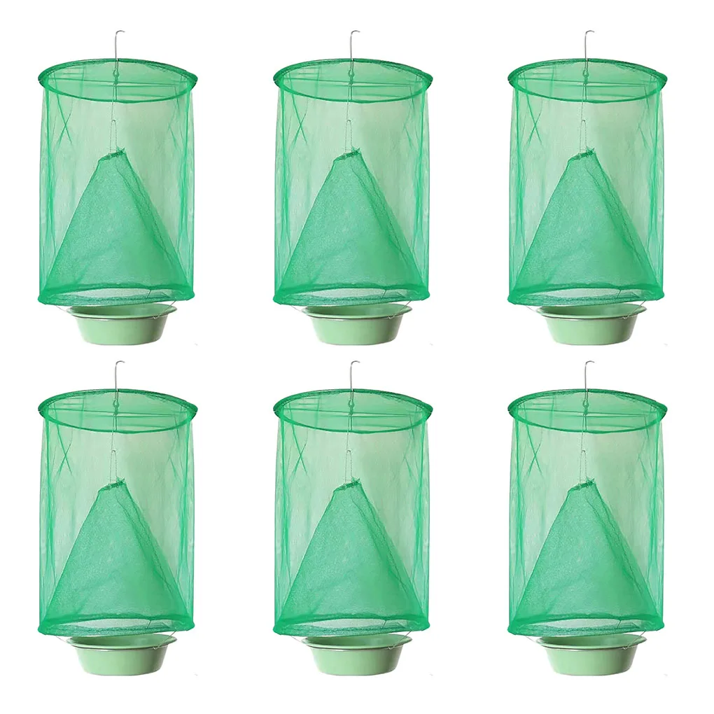 

6pcs Fly Catcher Flytrap Cage Hanging Flycatcher Summer with Bait Bowl