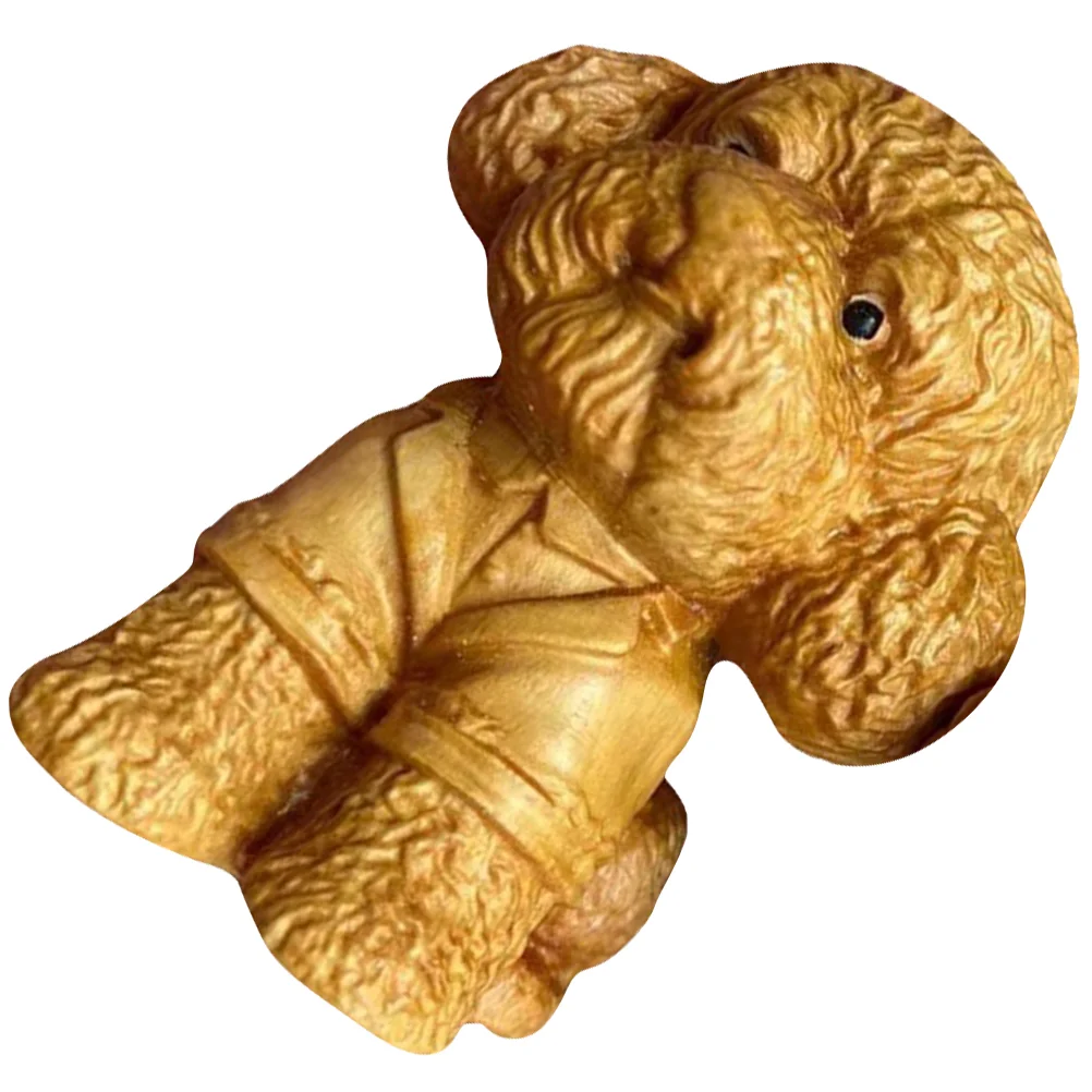 

Dog Animal Wood Statue Figurines Puppy Decor Figurine Table Pet Tea Wooden Sculpture Carving Sculptures Figure Sitting Accents