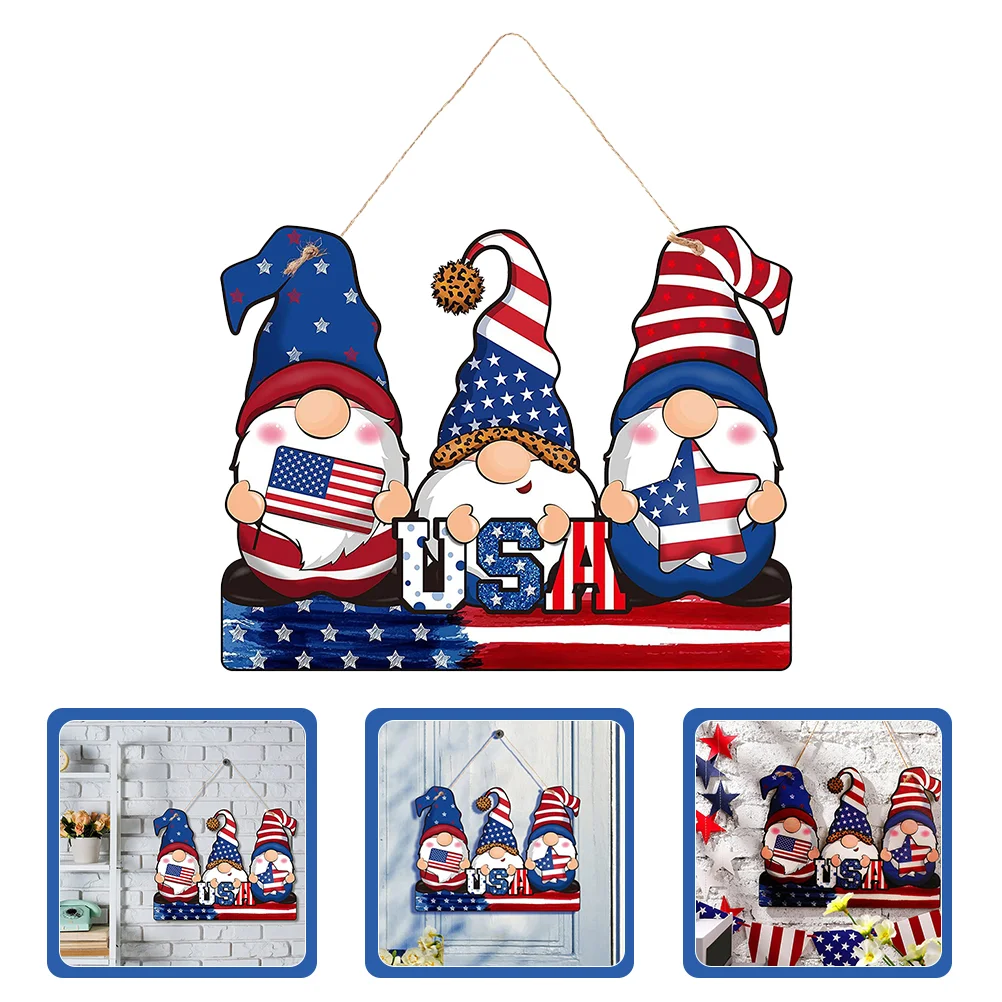 

Pendant Independence Day Gnome Gnome Pendant 4th Of July Decorations Wooden Hanging Decor Dwarf Pendant For Window Garden Door