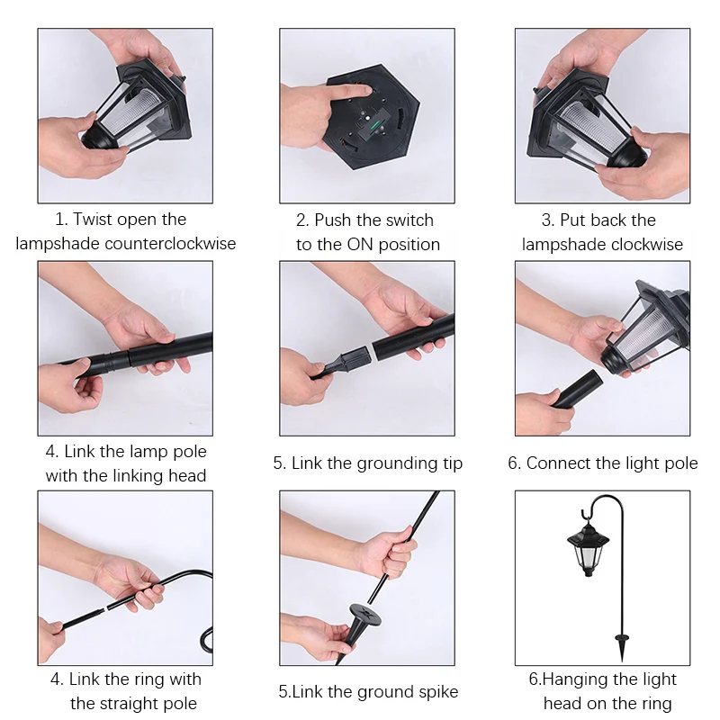 Ретро Шестиугольная Солнечная Лампа Наружное Настенное Освещение