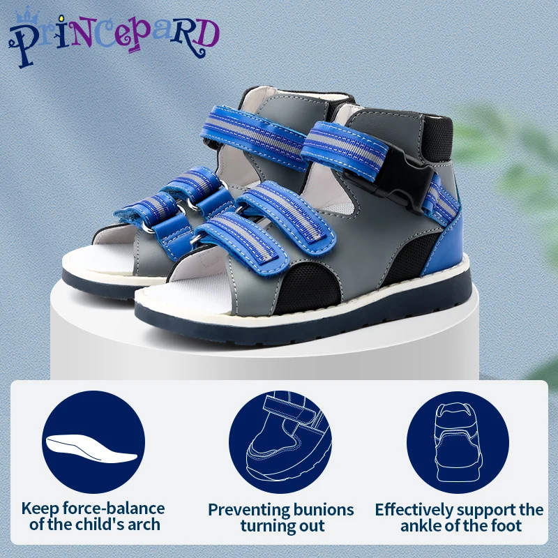 Summer Toddlers Orthotic Sandals Princepard Girls Boys Corrective AFO Shoes with Arch Support and Thomas Heel,Size EU 19-25