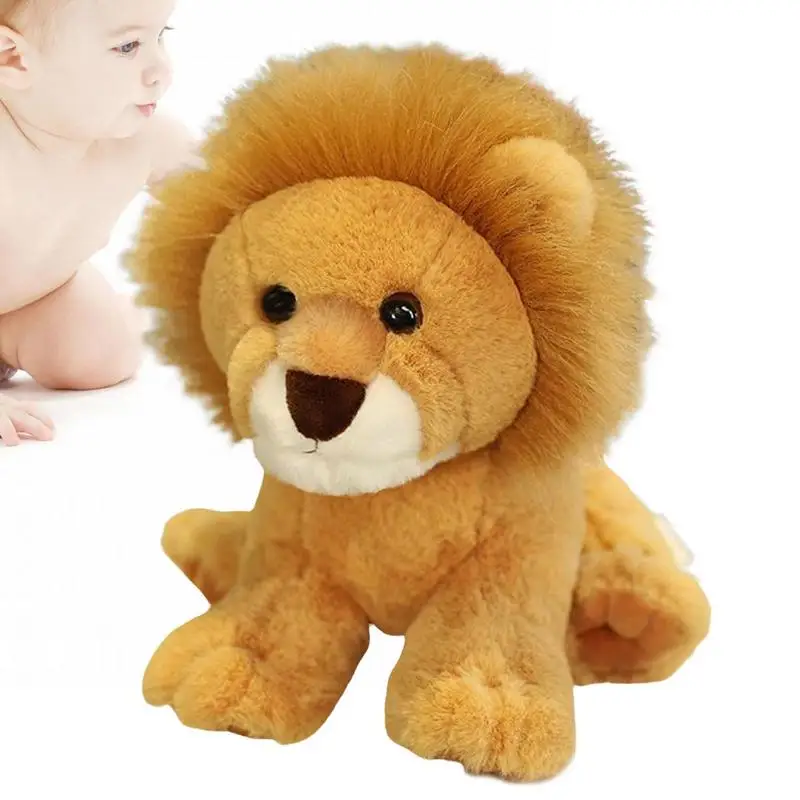 

28cm Stuffed Lion Doll Simulation Forest Animals Plush Toys Cute Jungle Animal Plushie Pillow For Kids Gift Home Decor