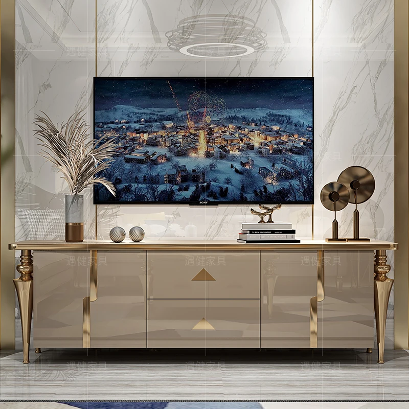 

Italian light luxury TV cabinet modern minimalist TV cabinet small apartment living room floor cabinet paint process