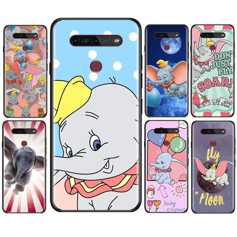 

Cute Animation Dumbo For LG K92 K42 K22 K71 K61 K51S K41S K30 K20 Q60 V60 V50 S V40 V30 G8S G8 X Black Silicone Phone Case