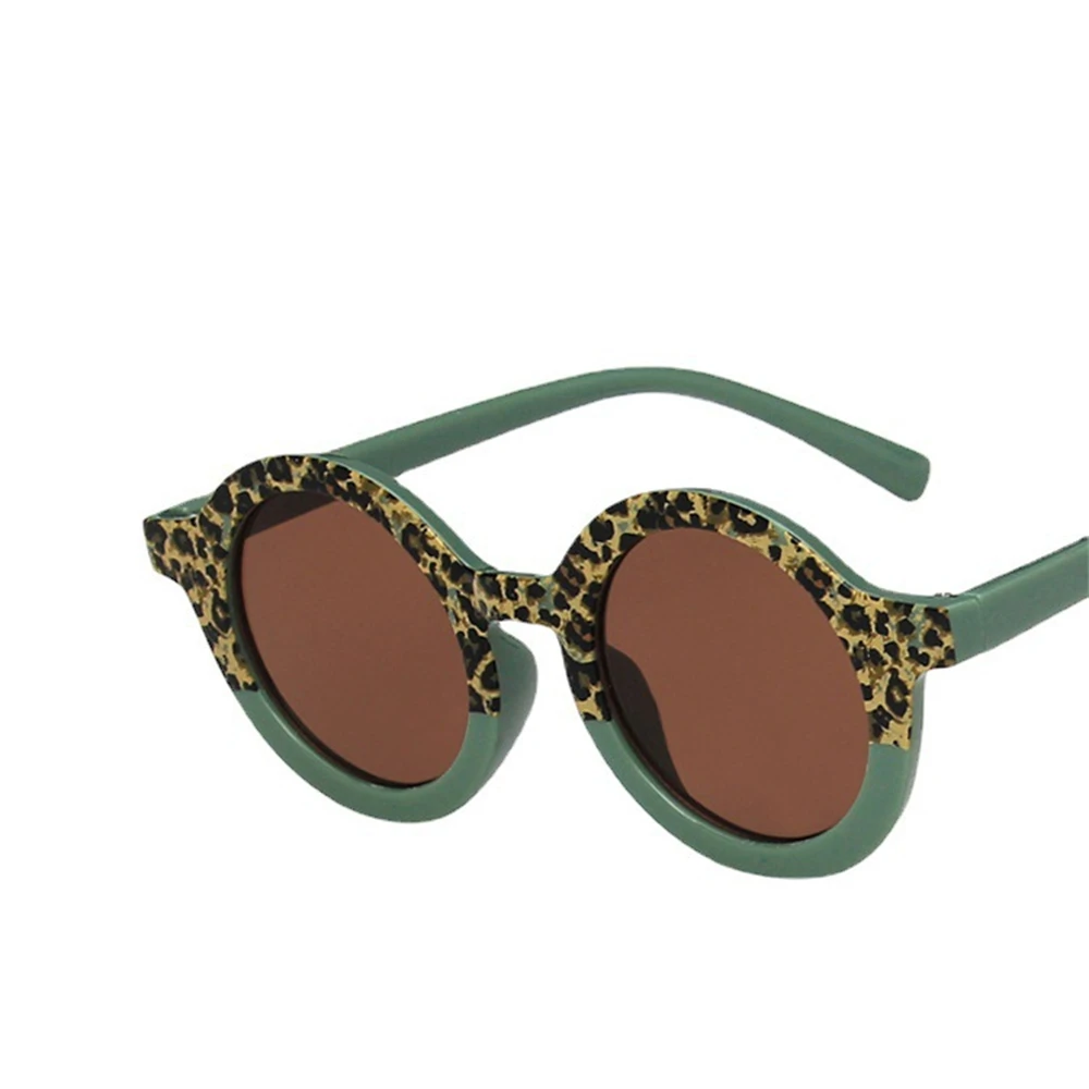 

Солнцезащитные очки для мальчиков и девочек, милые круглые винтажные очки с леопардовым принтом, двухцветные Мультяшные очки в форме медведя, классические, с защитой UV400