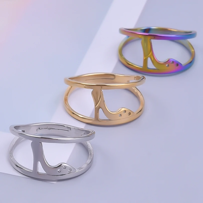 

High-Heeled Shoes Double Layered Adjustable Stainless Steel Rings For Women Accessories Girl Finger Jewelry High Quality Bague