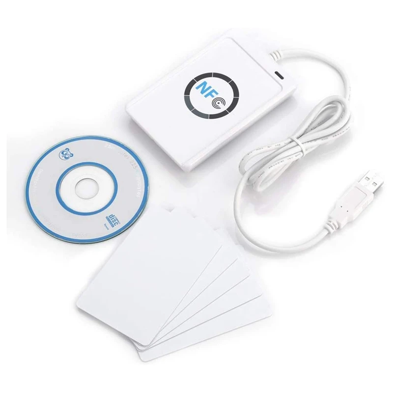 

USB NFC Card Reader Writer RFID NFC Reader/Writer ACR122U ISO 14443A / B + Software In White